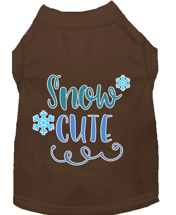 Snow Cute Screen Print Dog Shirt Brown XS